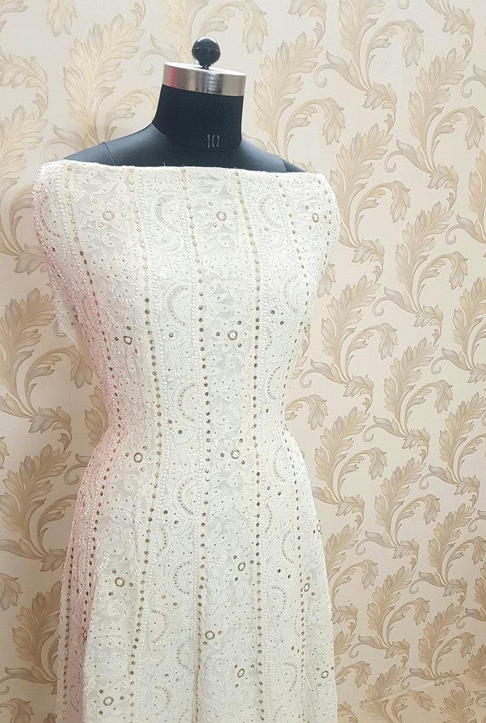 Chikankari Pure Georgette Anarkali ( Semi Stitched ) - Adah Chikankari