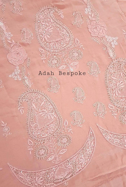 Chikankari Pure Georgette Suit ( Pearl & Sequins ) - Adah Chikankari
