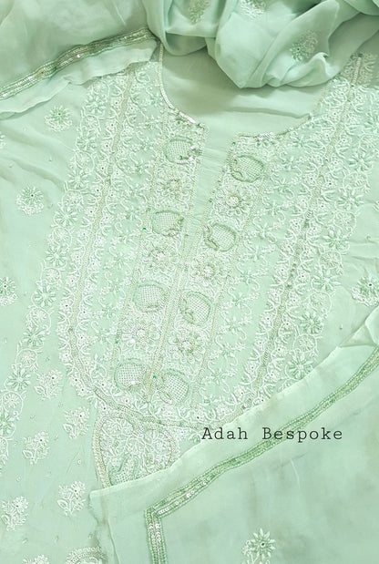 Chikankari Pure Georgette Suit ( Pearl & Sequins )