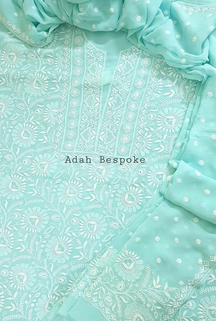 Chikankari Pure Georgette Suit ( Do Taar ) - Adah Chikankari