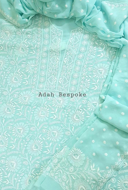 Chikankari Pure Georgette Suit ( Do Taar ) - Adah Chikankari