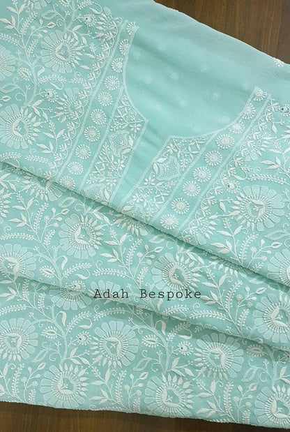 Chikankari Pure Georgette Suit ( Do Taar ) - Adah Chikankari