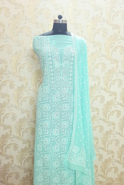 Chikankari Pure Georgette Suit ( Do Taar ) - Adah Chikankari