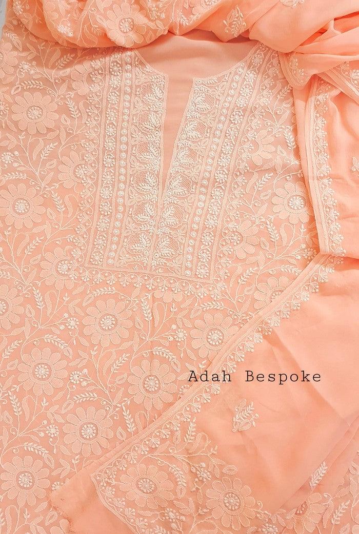 Chikankari Pure Georgette Suit ( Do Taar ) - Adah Chikankari