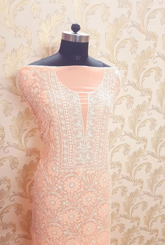 Chikankari Pure Georgette Suit ( Do Taar ) - Adah Chikankari