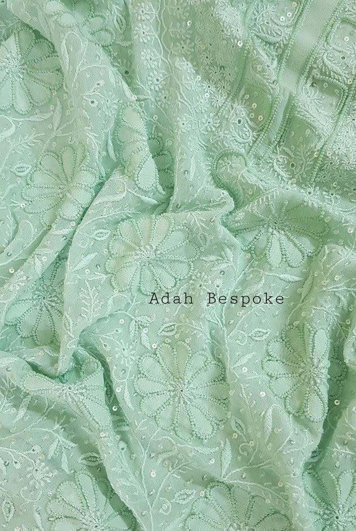 Chikankari Pure Georgette Suit ( Pearl & Sequins ) - Adah Chikankari