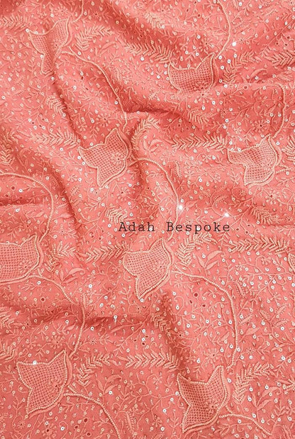 Chikankari Pure Georgette Suit ( Pearl & Sequins ) - Adah Chikankari