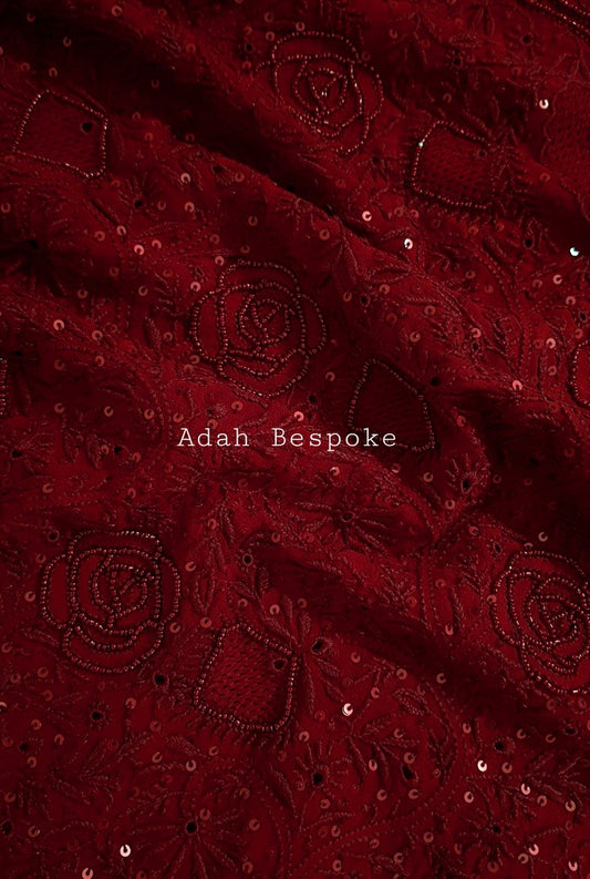 Chikankari Pure Georgette Suit ( Pearl & Sequins ) - Adah Chikankari