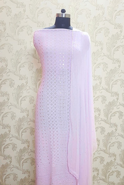 Chikankari Georgette Kurta & Dupatta ( Mukaish )