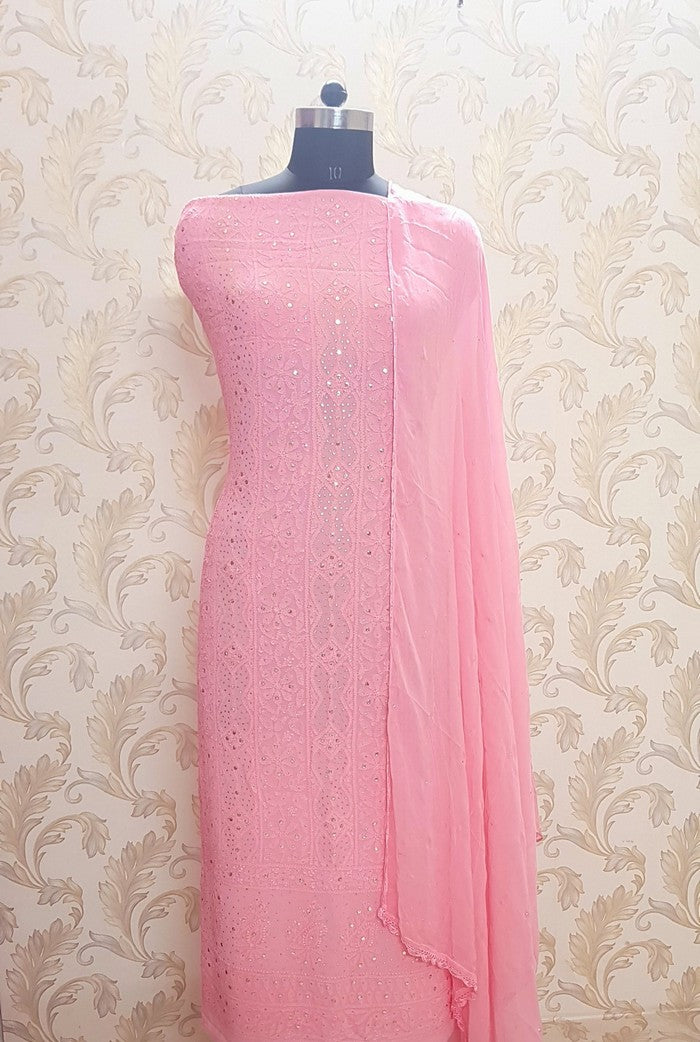 Chikankari Georgette Kurta & Dupatta ( Mukaish )