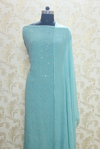 Chikankari Georgette Kurta & Dupatta ( Mukaish )