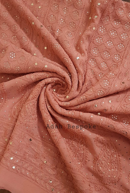 Chikankari Georgette Kurta & Dupatta ( Mukaish )