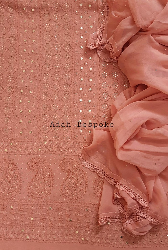 Chikankari Georgette Kurta & Dupatta ( Mukaish )