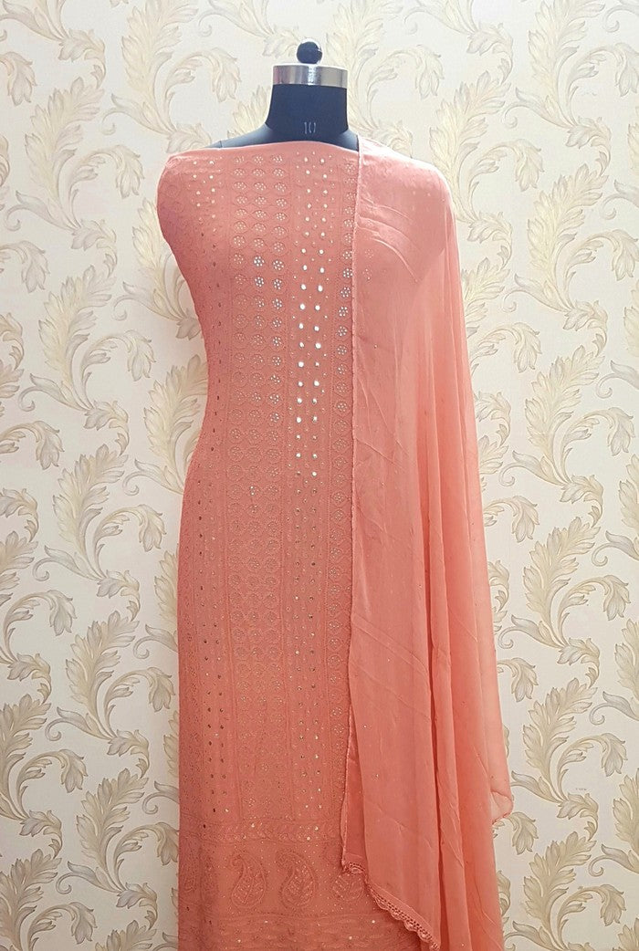 Chikankari Georgette Kurta & Dupatta ( Mukaish )