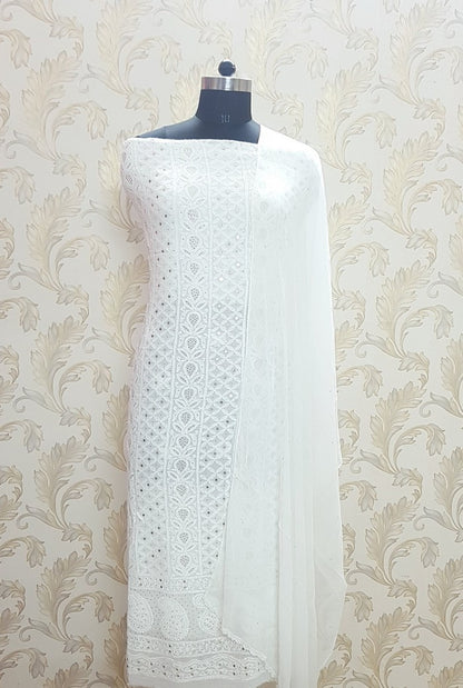 Chikankari Georgette Kurta & Dupatta ( Mukaish )