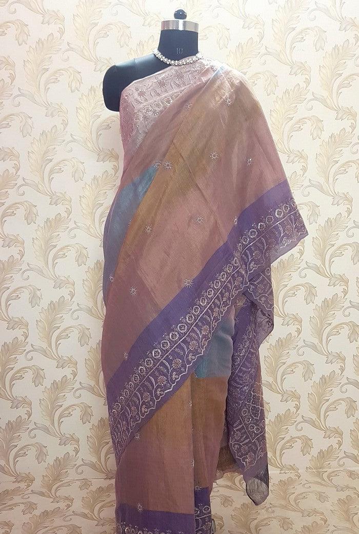 Designer Tissue Silk Saree - Adah Chikankari