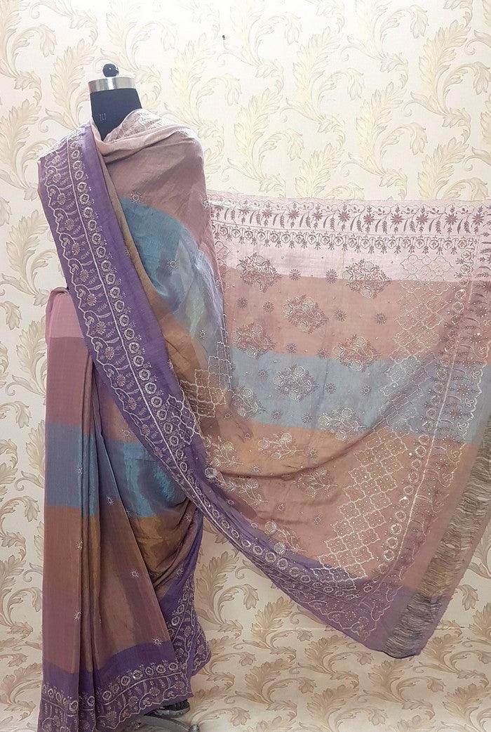 Designer Tissue Silk Saree - Adah Chikankari