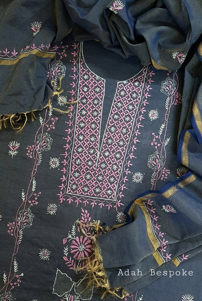 Tissue Silk Designer Suit ( Kurta & Dupatta )