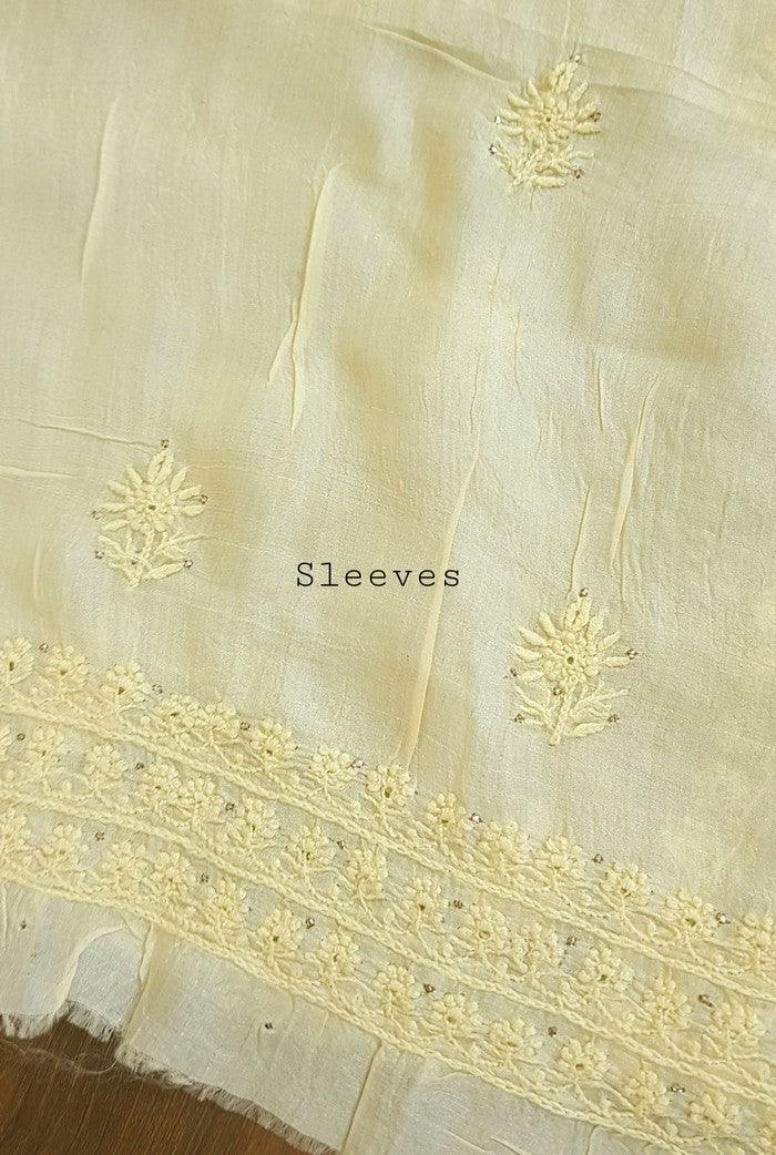 Chikankari Tussar Silk Set ( Do Taar ) - Adah Chikankari