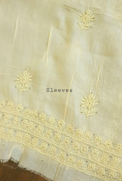 Chikankari Tussar Silk Set ( Do Taar ) - Adah Chikankari