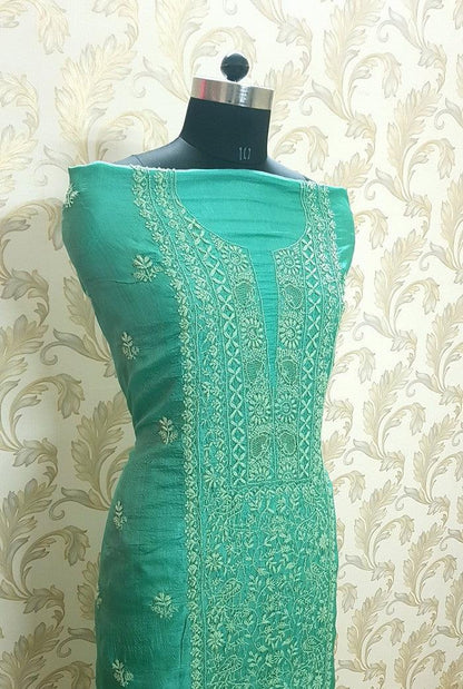 Chikankari Tussar Silk Set ( Do Taar ) - Adah Chikankari