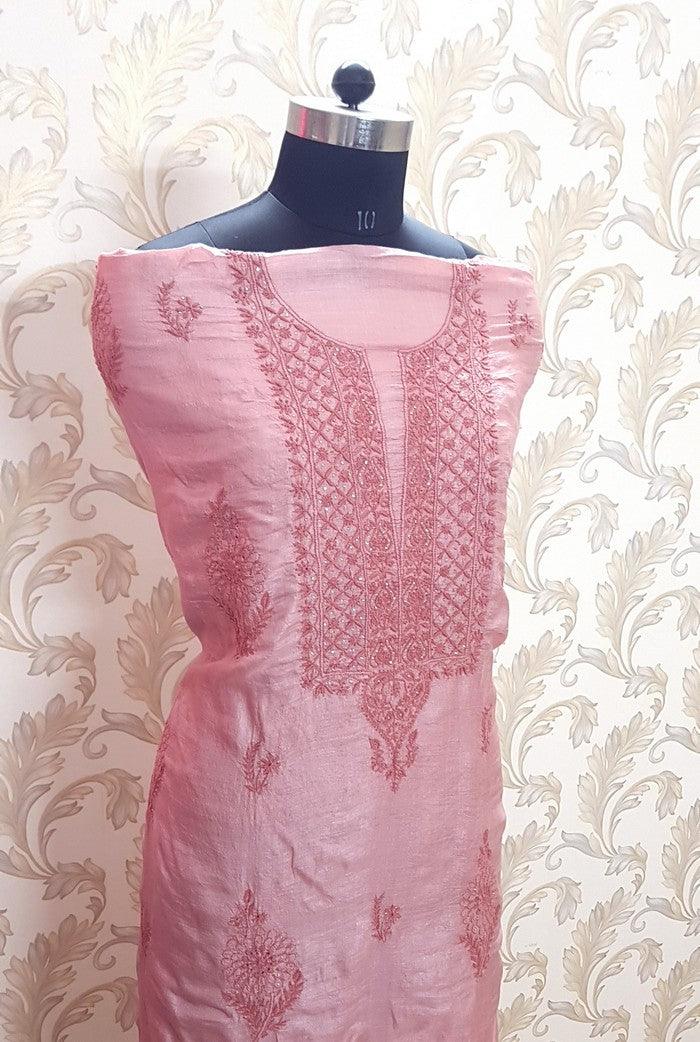 Chikankari Tussar Silk Set ( Do Taar ) - Adah Chikankari