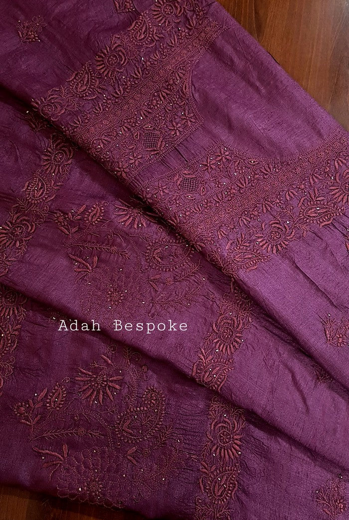 Chikankari Tussar Silk Set ( Do Taar )