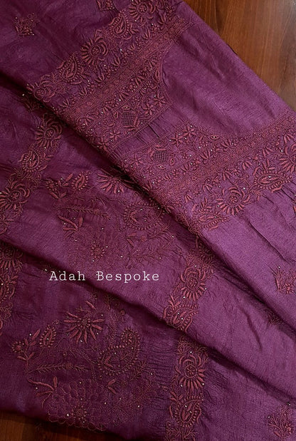 Chikankari Tussar Silk Set ( Do Taar )