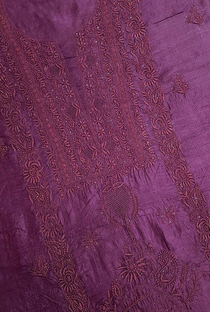 Chikankari Tussar Silk Set ( Do Taar )