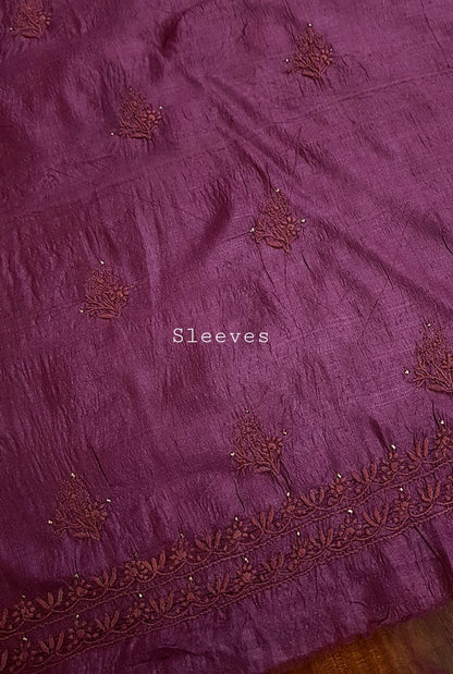 Chikankari Tussar Silk Set ( Do Taar )