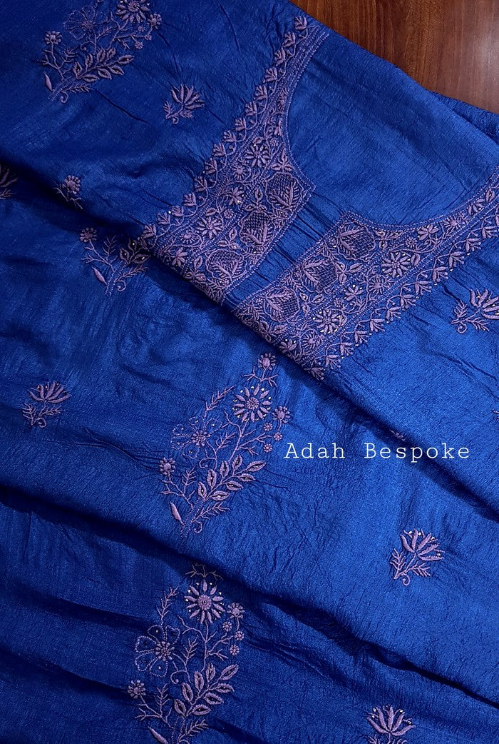 Chikankari Tussar Silk Set ( Do Taar )