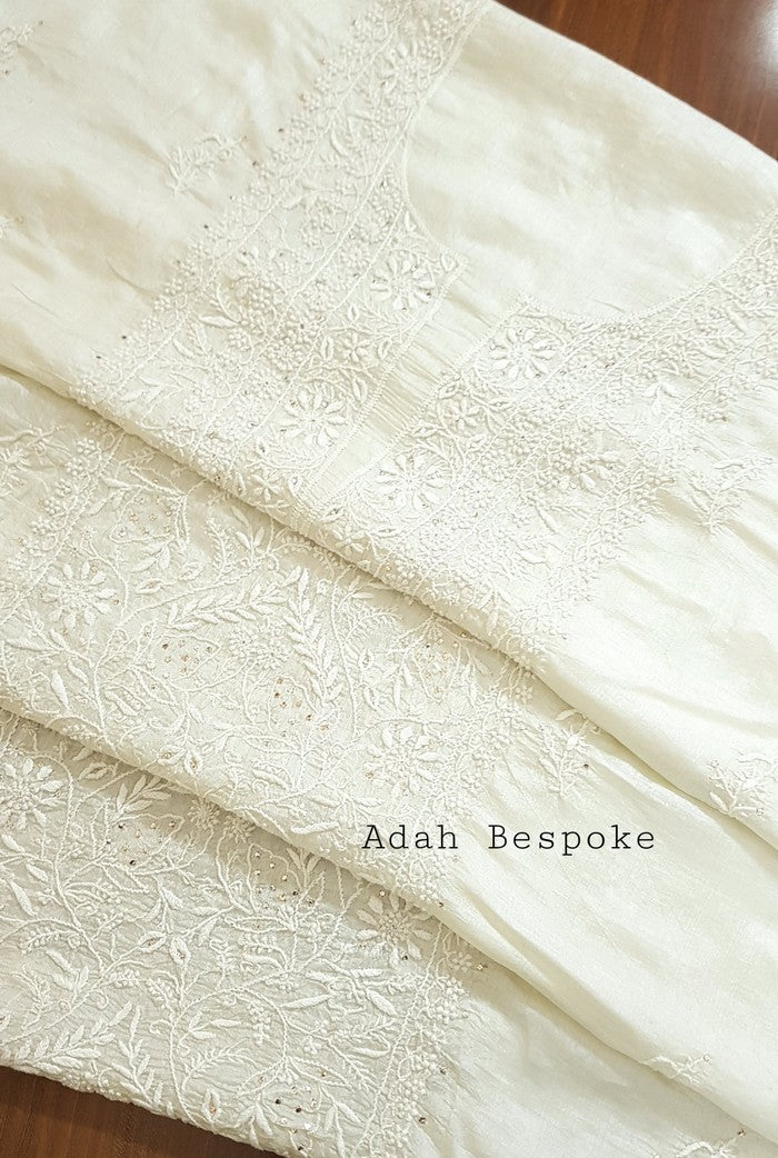 Chikankari Tussar Silk Set ( Do Taar )