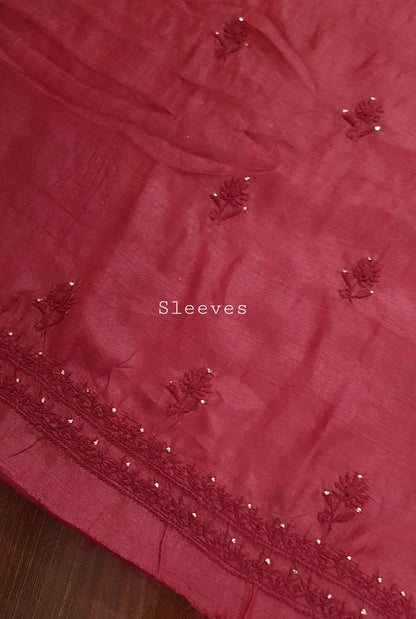 Chikankari Tussar Silk Set ( Do Taar )
