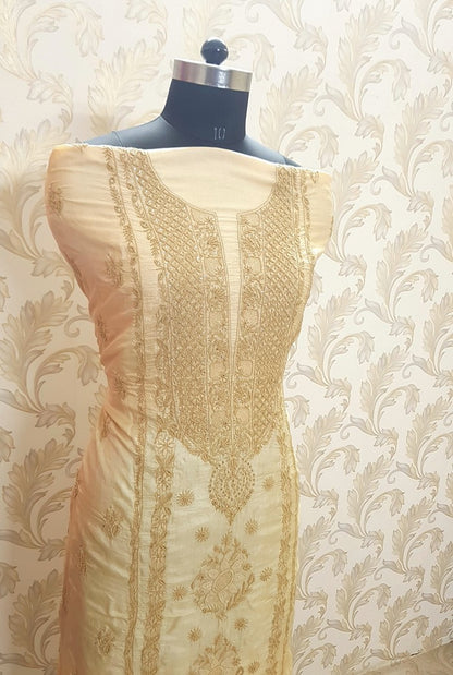 Chikankari Tussar Silk Set ( Do Taar )