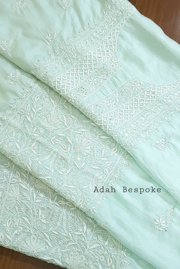 Chikankari Tussar Silk Set ( Do Taar )