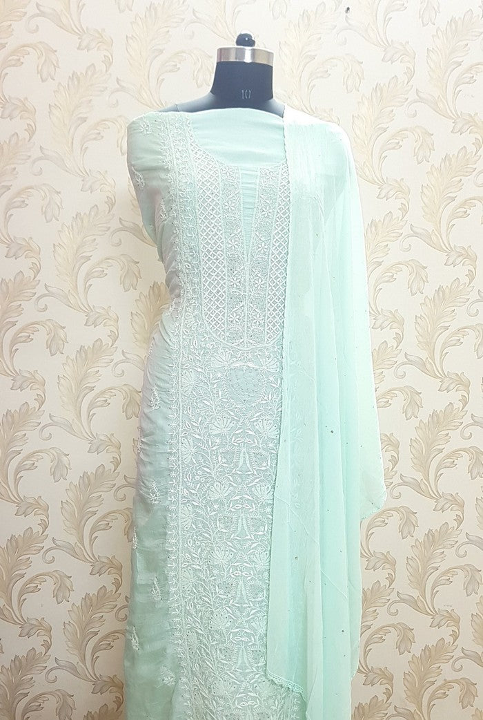 Chikankari Tussar Silk Set ( Do Taar )