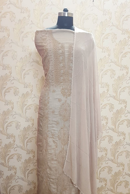 Chikankari Tussar Silk Set ( Do Taar )