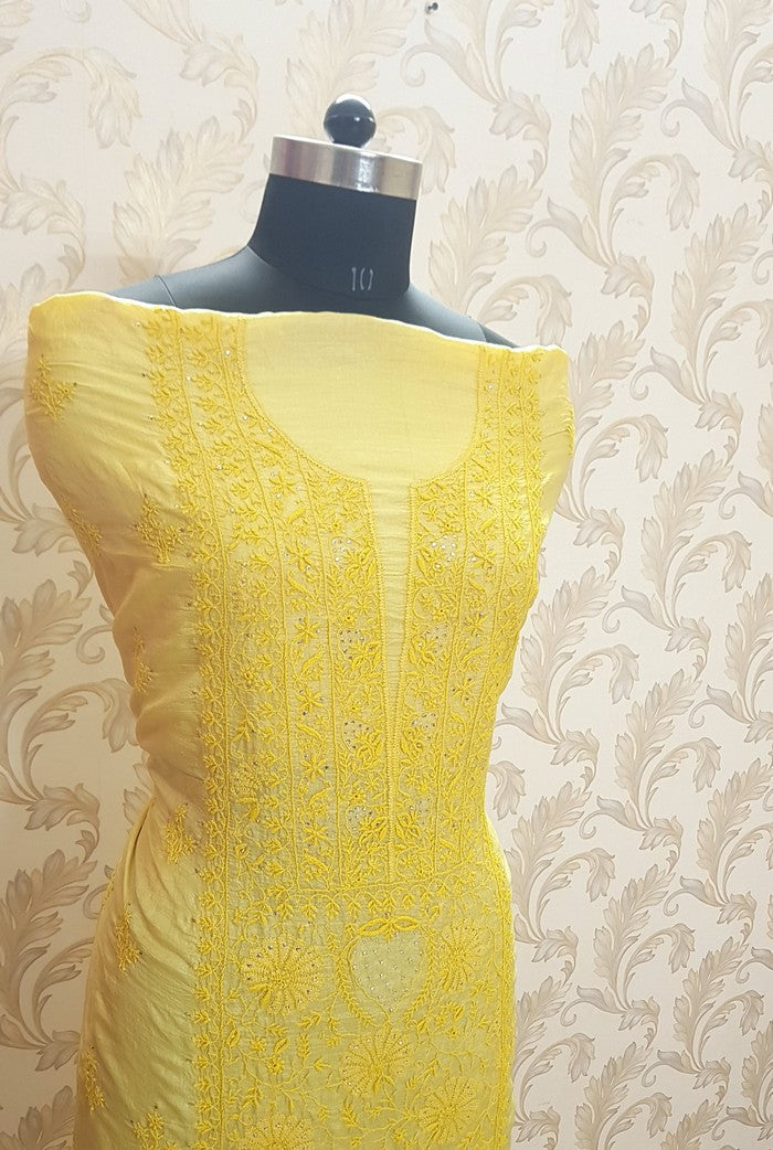 Chikankari Tussar Silk Set ( Do Taar )