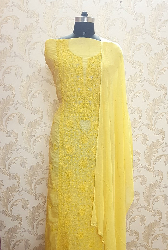 Chikankari Tussar Silk Set ( Do Taar )