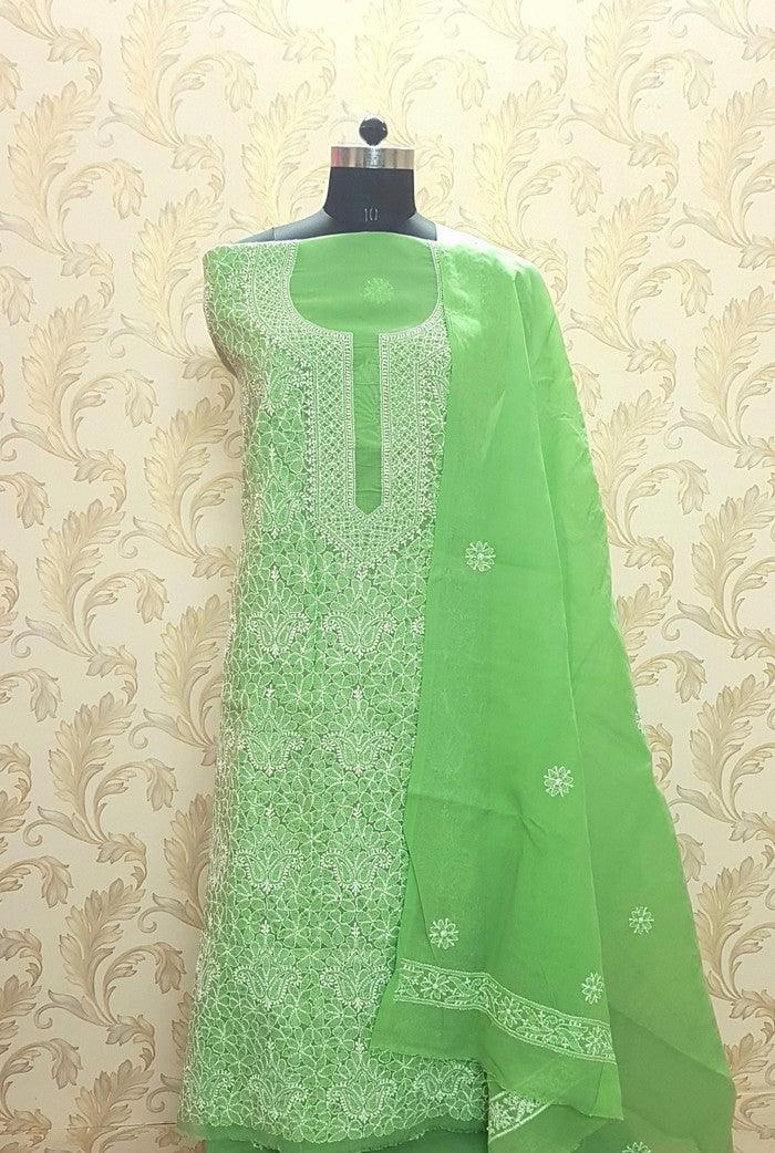 Bunna Olive Chikankari Dupatta