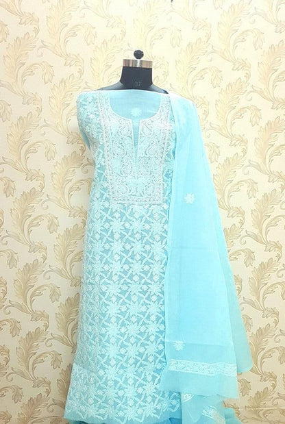 Chikankari Cotton Suit ( Cotton Dupatta ) - Adah Chikankari