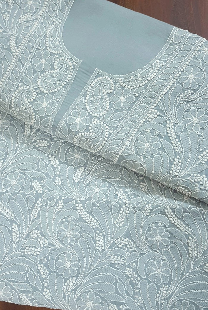 Light Blue Color Chikankari Cotton Suit main image 1