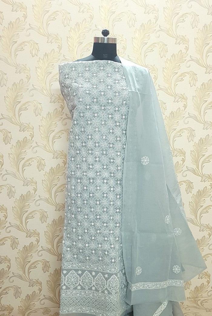 Chikankari Cotton Suit ( Cotton Dupatta ) - Adah Chikankari