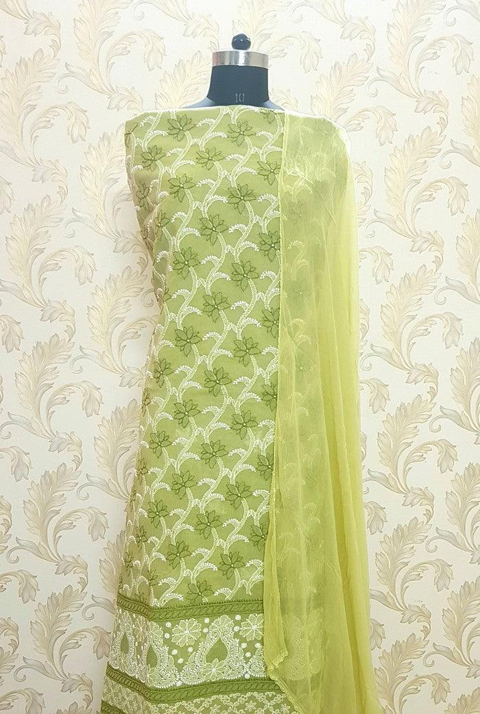 Chikankari Cotton Suit ( Multicolored )