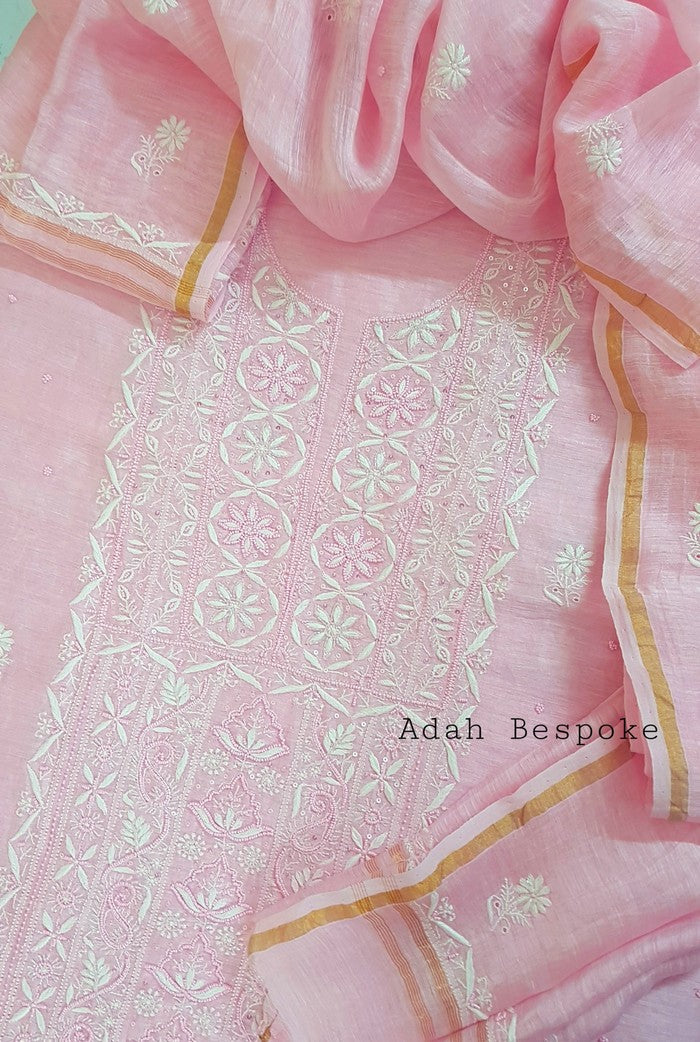 Chikankari Linen Suit ( Pearl Work )