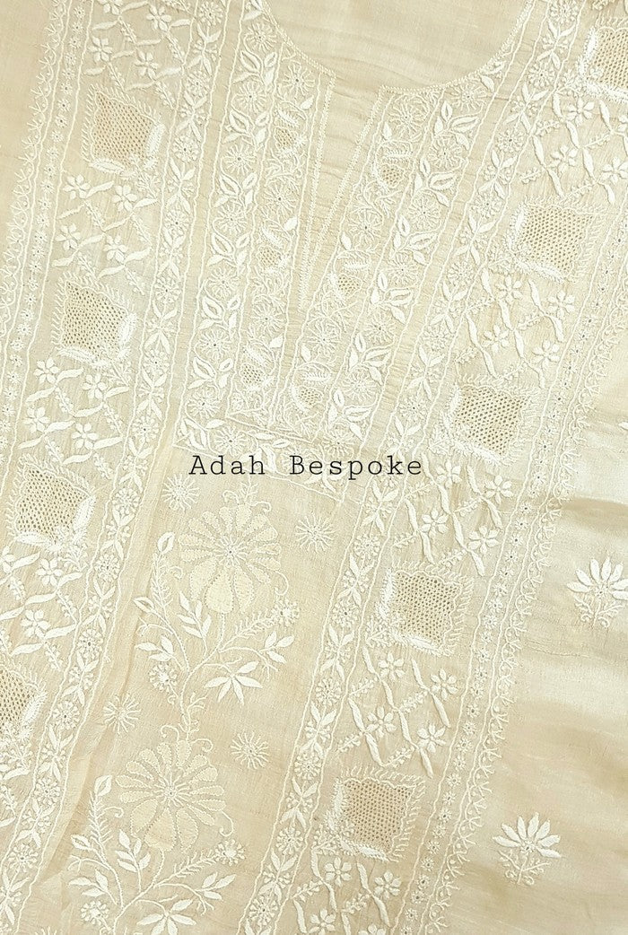 Chikankari Khadi Silk Set ( Do Taar )