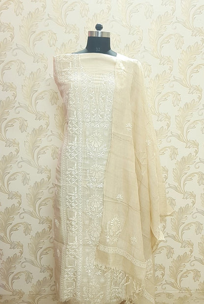 Chikankari Khadi Silk Set ( Do Taar )