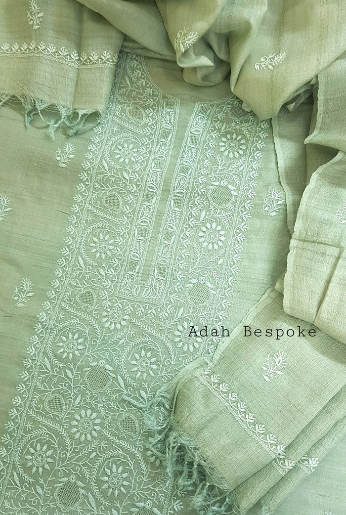 Chikankari Khadi Silk Set ( Do Taar )