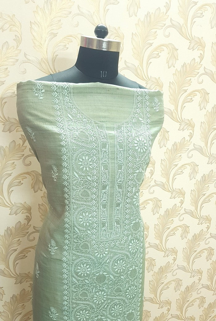 Chikankari Khadi Silk Set ( Do Taar )