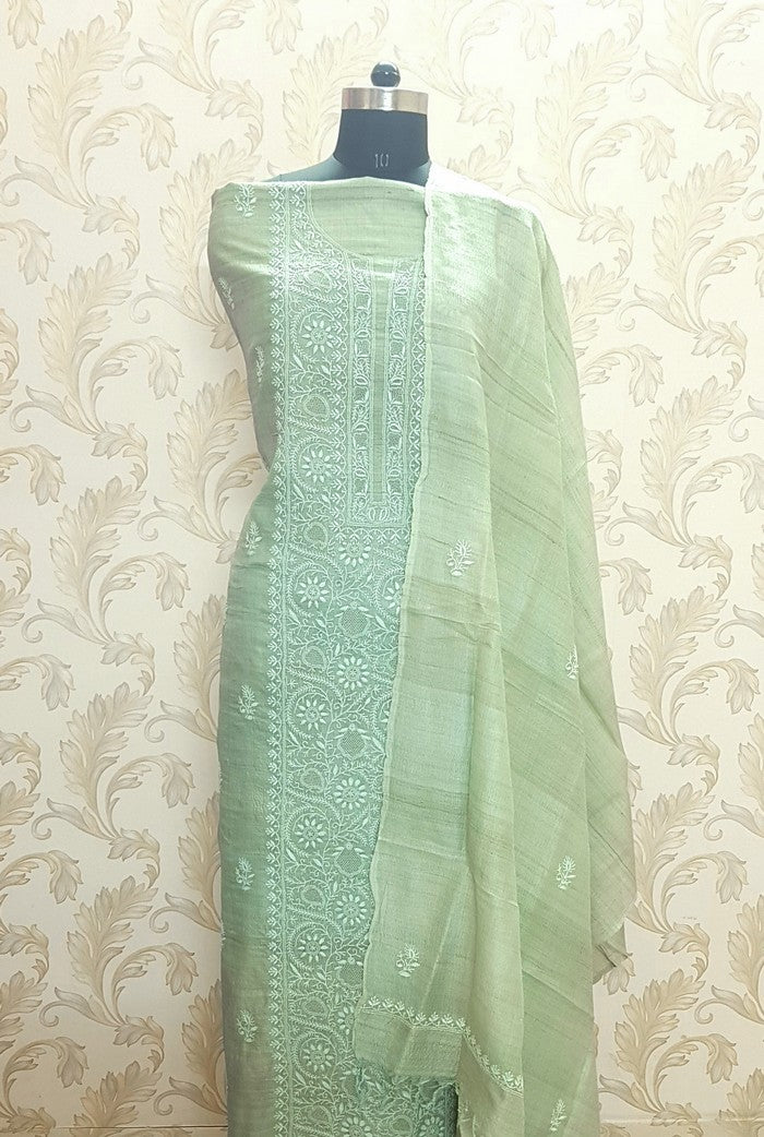 Chikankari Khadi Silk Set ( Do Taar )